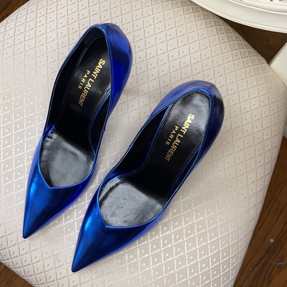 Blue metallic Saint  Laurent heels - Picture 9 of 11